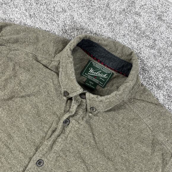 Woolrich Flannel Shirt Mens Large Button Down Outdoors Cotton Shale Gray Brown - Picture 1 of 12